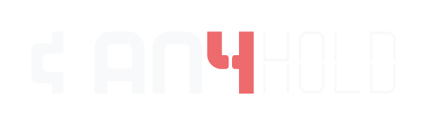 Logo von AnyHold in rechteckiger Form mit rotem und grauem Schriftzug auf weißem Hintergrund.
