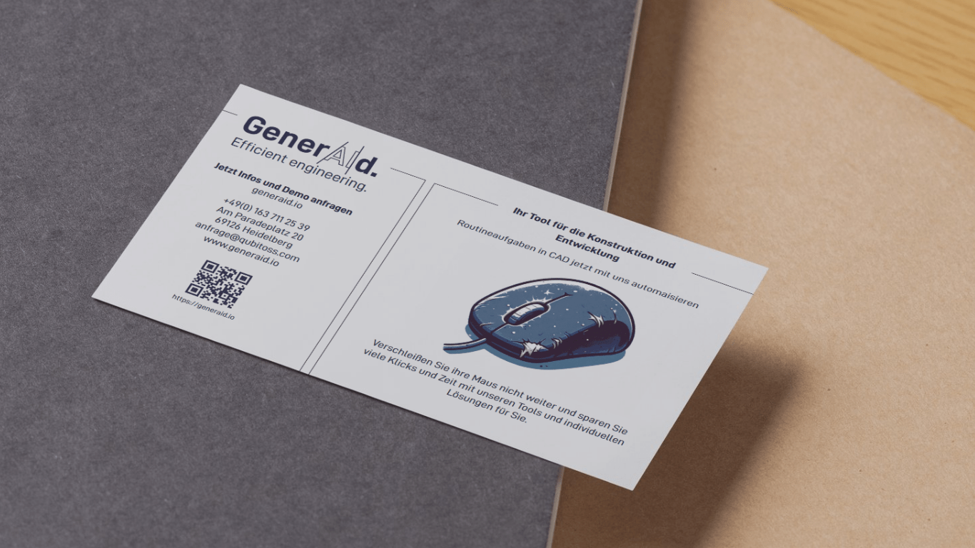 Flyer der GenerAId-Kampagne mit Informationen zu Automatisierungslösungen für CAD-Routineaufgaben.